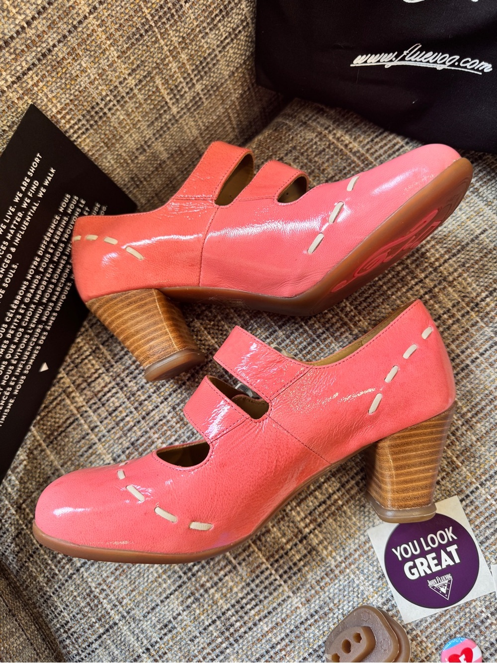 Fluevog Cavalieri limited edition Pink Double-Buckle Mary Jane Heels - Picture 4 of 6